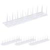 Relaxdays Dissuasori per Piccioni Balcone, 9x40x9,5 cm, 4 Deterrenti Scaccia Uccelli, 3 File Spuntoni, Plastica, Bianco