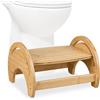 Relaxdays Sgabello per WC da Bagno, Sgabellino Regolabile da Toilette per Adulti, HxLxP: 23x36x32 cm, bambù, Naturale