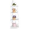Relaxdays Scaffale Angolare Portafiori in Acciaio, 4 Ripiani Pieghevoli, Portavasi Piante e Fiori, 113x30x30 cm, Bianco