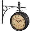 Relaxdays Orologio da Parete Bifacciale, in Stile Stazione Ferroviaria, a Batterie, Vintage, 33 x 34 x 10 cm, Nero