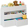 Relaxdays Scaffale per Bambini, 9 Scatole Portagiochi, Mobile Organizer Cameretta, Libreria, HLP: 60x92x30 cm, Bianco