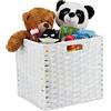 Relaxdays Portaoggetti in Plastica Doccia, Bagno o Cameretta dei Bambini, Portaoggetti Intrecciato 31x32x30 cm, Bianco