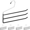 Relaxdays Grucce Multiple per Pantaloni, Stampelle in Set da 5, in Metallo, 3 Aste per Gonne, Aperte, Antiscivolo, Nero