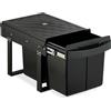 Relaxdays Pattumiera Estraibile Sottolavello, Cestino Raccolta Differenziata 2 Scomparti da 15 L, 34,6x34x51,8 cm, Nero