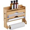 Relaxdays Porta Spezie e Taglia Pellicola da Cucina, per Carta Forno, Alluminio e Rotolone, HLP: 30,5x36,5x12 cm, bambù