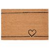 Relaxdays Zerbino con Cuore, Fibra di Cocco, Tappeto Ingresso Interni ed Esterni, 40x60 cm, Antiscivolo, Naturale Nero