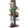 Relaxdays Scaffale Portafiori, Colonna Portavasi da Interno con 5 Mensole, Porta Piante, 117 x 43 x 22 cm, Marrone Scuro