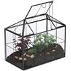 Relaxdays Terrario Piante, Mini Serra in Vetro e Zinco, Teca per Piantine Grasse e Muschi, Vaso Ecosistema Chiuso, Nero