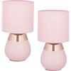 Relaxdays Lampada da Tavolo, Set da 2 Abat Jour in Tessuto e Ferro, E14, HxD: 32x18 cm, Luce Comodino Letto, Rosa Ramato