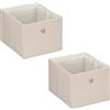 Relaxdays Scatola Portaoggetti, Set 2 Portagiochi da Scaffale, HLP 16x20,5x25 cm, Box in Stoffa Giochi, Libreria, Beige