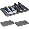 Relaxdays Vassoio Poggiascarpe XL, Set da 3 Vaschette Poggia Scarpe Bagnate, 60 x 40 cm, Tappetino in Plastica, Grigio