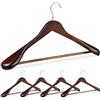 Relaxdays Grucce Appendiabiti Set da 5, Spalle Larghe, Gancio Girevole a 360°, Asta per Pantaloni, Legno, Marrone Scuro