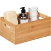 Relaxdays Scatola Portaoggetti, bambù, Oganizer Portatutto, Box Stabile, HLP: 14x30x20 cm, Manici, Impilabile, Naturale