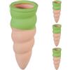 Relaxdays Annaffiatoio Automatico per Vasi, Set da 4 Coni in Ceramica, Irrigatori per Bottiglie 1,5 L, Terracotta Verde, 11,5 x 4,5 x 4,5 cm
