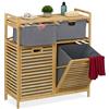 Relaxdays Scaffale Portabiancheria, 2 Cesti per Biancheria da 40 L e 2 Cassetti, HLP: 95x88x33 cm, in Bambù, Naturale