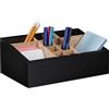 Relaxdays Organizer da Scrivania con 12 Scomparti Regolabili, bambù e MDF, Ufficio o Bagno, 12x30x18 cm, Naturale Nero