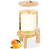 Relaxdays Dispenser in Vetro per Bevande Fredde e Calde, Erogatore Bibite da 8 L, con Rubinetto e Coperchio in bambù