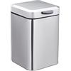 Relaxdays Cestino da Bagno da Muro Quadrato, 3 Litri, Chiusura Automatica, Secchio Interno Estraibile, Acciaio, Argento