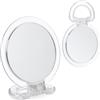 Relaxdays Specchio da Trucco da Tavolo o a Mano, Set da 2 Specchietti Ingranditori, Ingrandimento 2X, Tondo, Trasparente