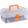 Relaxdays Scatola Trasparente Plastica, 9 Scomparti Per Oggetti, Maniglia e Chiusura A Scatto, 14x33x19,5 cm, Arancione