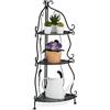 Relaxdays Scaffale Angolare Portafiori in Acciaio, 3 Ripiani Pieghevoli, Portavasi Piante e Fiori, 82,5x30x30 cm, Nero