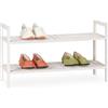 Relaxdays Scarpiera, Mobiletto Impilabile Porta Scarpe con 2 Livelli, Legno di Noce, Fino a 6 Paia, 41x69x27 cm, Bianco