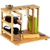 Relaxdays Set Tagliere per Aperitivo, Portabottiglie e Portacalici Vino, 26,5x40,5x33 cm, Vassoio in bambù, Naturale