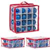 Relaxdays Scatola per Palline di Natale, Set 3 Porta Palle Natalizie a 32 Scomparti, HLP: 16x32x32 cm, Trasparente Rosso