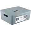 IDEA HOME FLEXISTORE Box Portaoggetti 19L - Contenitore Robusto con Coperchio e Maniglie - Scatola di Plastica Infrangibile - Organizer Impilabile Blu Denim per Casa e Ufficio