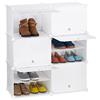 Relaxdays Scarpiera in Plastica, 12 Scomparti Chiusi con Ante, Scaffale Porta Scarpe, Componibile, 95x85x31,5 cm, Bianco