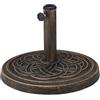 Relaxdays Base per Ombrellone, per Aste da 34-48 mm, Resistente alle Intemperie, Giardino e Balcone, Ø 45cm, Bronzo Nero, Poliresina, Acciaio, Plastica