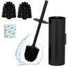 Relaxdays Scopino Bagno WC, Portascopino da Parete, Spazzola con Contenitore, Acciaio e Plastica, Set da Toilette, Nero