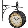 Relaxdays Orologio da Parete Bifacciale, in Stile Stazione Ferroviaria, a Batterie, Vintage, 33 x 34 x 10 cm, Nero