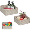 Relaxdays Set 3 Cestini Portaoggetti, Scatole Organizer 3 Misure, Intrecciati, in Plastica, Struttura in Metallo, Grigio