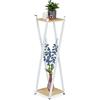 Relaxdays Portavaso a Colonna, Scaffale Portafiori 99x28x28, cm Piedistallo Design Scandinavo, Bianco e Marrone Chiaro
