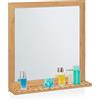 Relaxdays Specchio da Bagno con Mensola da Parete, Specchiera Quadrata con Ripiano, HLP: 61,5x60x12 cm, bambù, Naturale