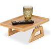 Relaxdays Vassoio da Divano per Bracciolo, Tavolino Sofà, Porta Tazza caffè, Ripiano LxP: 35x26,5 cm, bambù, Naturale