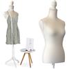 Relaxdays Manichino da sarta Relaxdays, Femminile, Taglia 36/38, Regolabile in Altezza 160-175 cm, con Supporto in Legno, Bianco