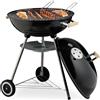 Relaxdays Barbecue a Sfera con Coperchio Rotondo, Ø 54 cm, Grill a Carbonella da Esterno, 2 Ruote, Raccoglicenere, Nero
