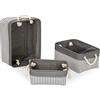 Relaxdays Ceste Portaoggetti in Set da 3, Cestini in 3 Grandezze, a Righe, Motivi Marittimi, in Stoffa, Grigio Bianco