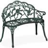 Relaxdays Panca da Giardino, Panchina a 2 Posti HxLxP: 79 x 99 x 56 cm, Aspetto Vintage in Ghisa e Alluminio, Nero Verde