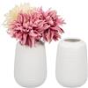 Relaxdays Set 2 Vasi in Ceramica Decorativi, Vasetto per Fiori Freschi, Centrotavola HxD: 15x10 cm, Decorazione, Bianco