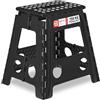 Relaxdays Sgabello Pieghevole, Sgabellino con Un Gradino e Manico, Fino a 120 kg, in Plastica, Alto 40 cm, Nero