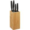 Relaxdays Portacoltelli in bambù, Ceppo Porta Coltelli con Setole, Universale, Blocco Vuoto, 23x10,5x10,5 cm, Naturale