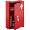Relaxdays Armadietto Pronto Soccorso per Medicinali, Cassetta con Chiusura di Sicurezza, 32x21,5x9,5 cm, Rosso Bianco