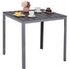 Relaxdays Tavolino da Giardino, HLP: 74x78x78 cm, Tavolo Quadrato da Balcone, Plastica Effetto Legno e Acciaio, Grigio