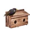 Relaxdays Casetta per Uccelli, Nido in Legno Fiammato, Casa Appesa per Uccellini, Giardino, 2 Fori Entrata 5cm, Naturale