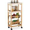 Relaxdays Carrello Salvaspazio da Cucina, Carrellino su Ruote con 4 Ripiani, HLP: 83 x 22 x 40 cm, Marrone Chiaro Bianco