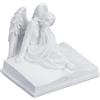 Relaxdays Statuetta Angelo Custode Seduto, Statua Commemorativa Resistente al Gelo, per Giardino, Poliresina, Bianco