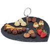 Relaxdays Piatto in Ardesia a Cuore, Vassoio da Portata con Manici per Sushi, Formaggi, Dessert, Tagliere, Antracite